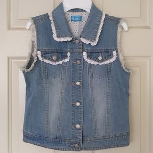 The Children's Place. Girls Denim vest with lace.
